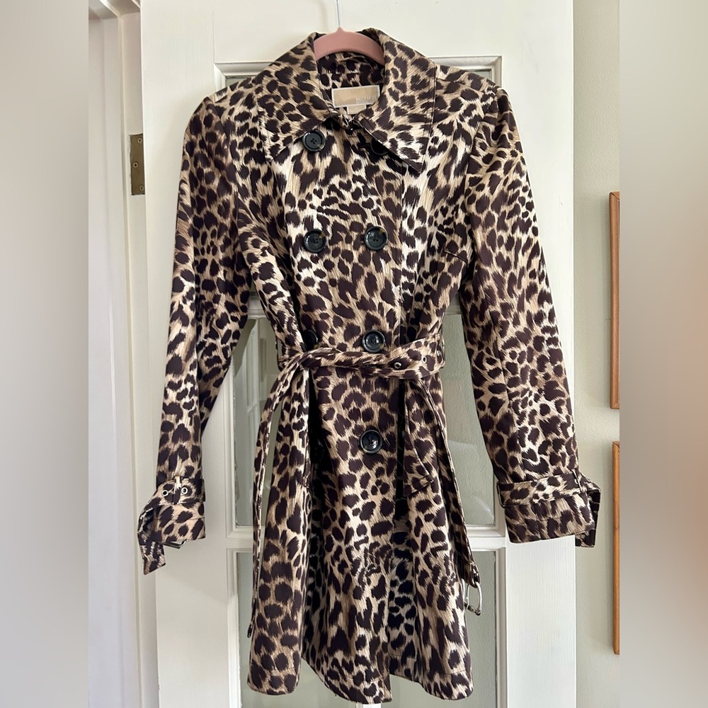 Michael Kors Collection Leopard Print Trench Coat